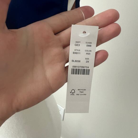 J. Crew Heritage Scoop Neck Bikini Top Womens 2X Blue Lined Adjustable - Picture 4 of 8